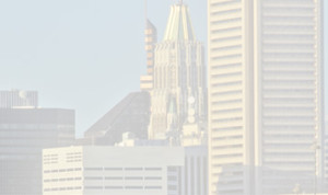 Tops of city buildings with church steeple, small, filtered x 2